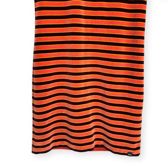 Scotch & Soda Brown and Orange Velour Retro Striped Shirt Dress Women's Size XS - Picture 4 of 10